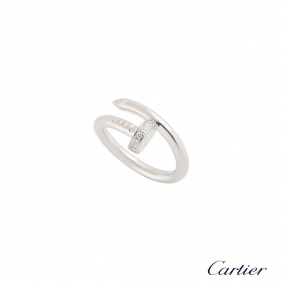 Cartier White Gold Diamond Juste Un Clou Ring Size 53 B4092753